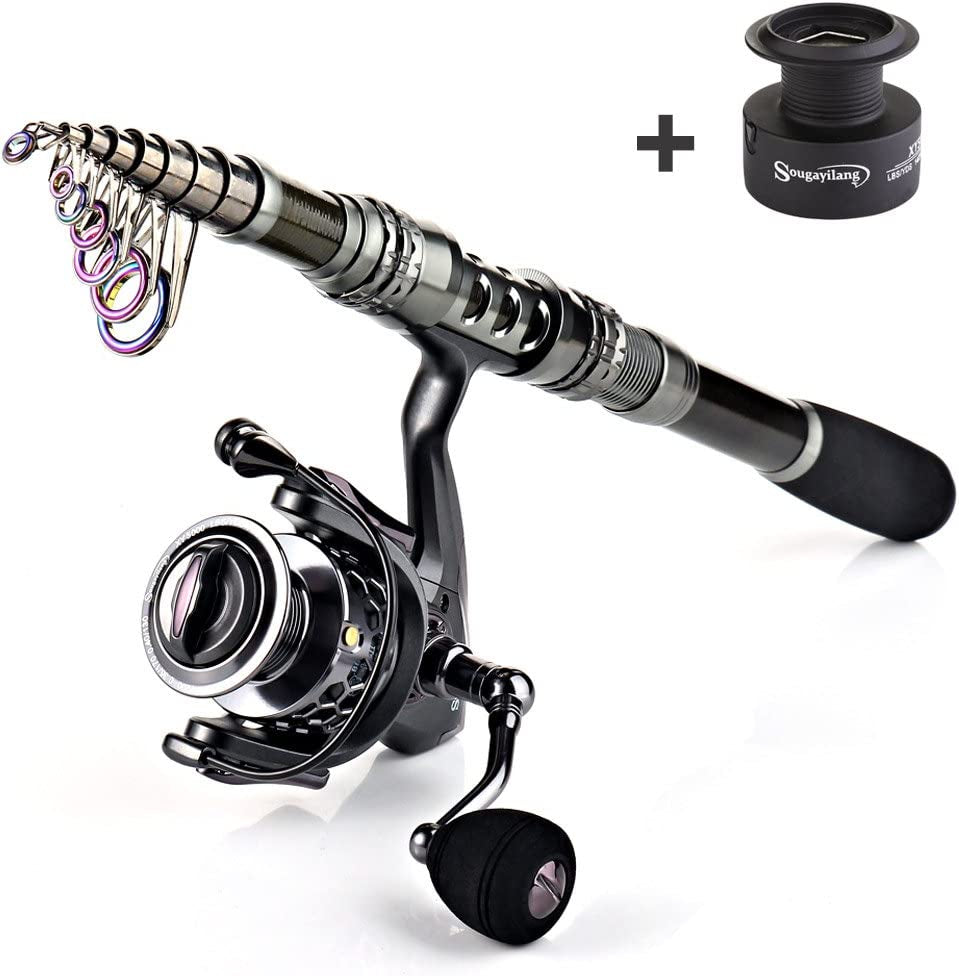 Fishing Rod Combos with Telescopic Fishing Pole Spinning Reels Fishing Carrier Bag for Travel Freshwater Fishing