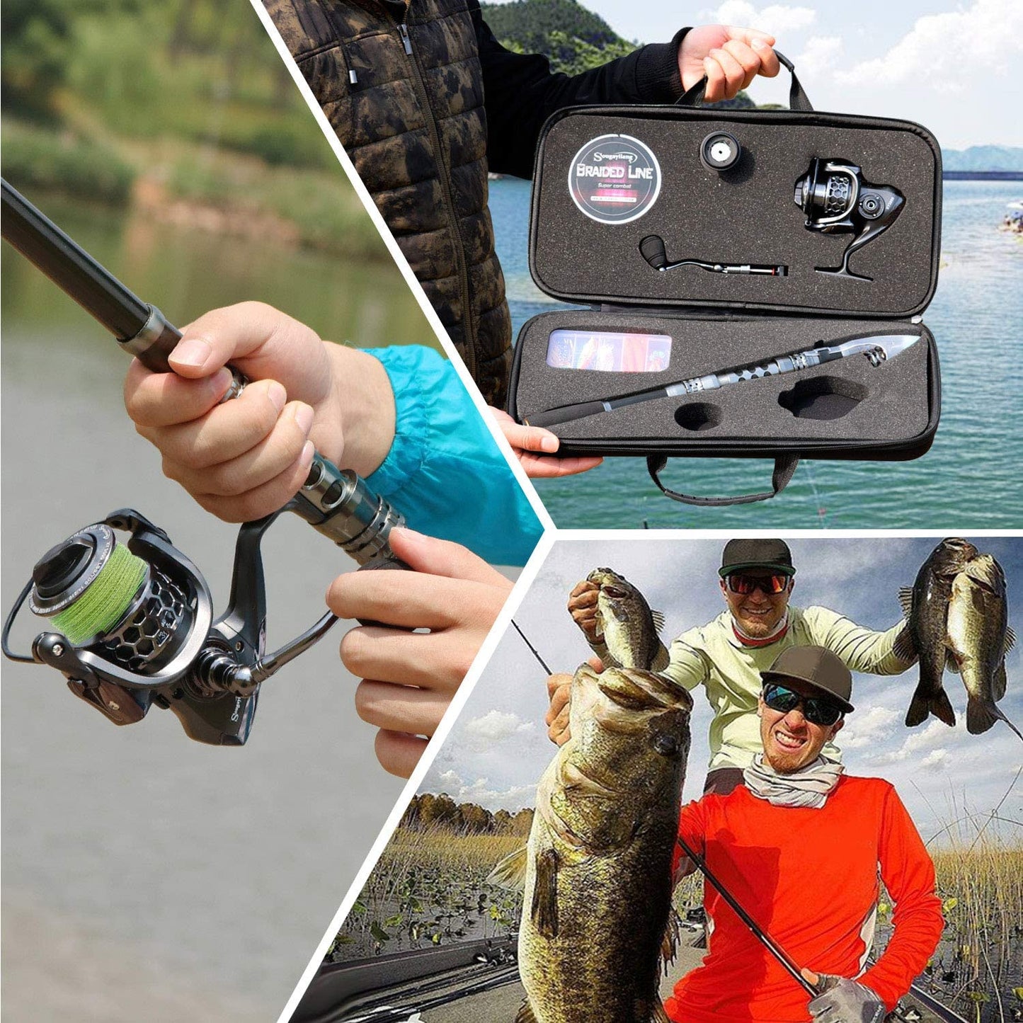 Fishing Rod Combos with Telescopic Fishing Pole Spinning Reels Fishing Carrier Bag for Travel Freshwater Fishing